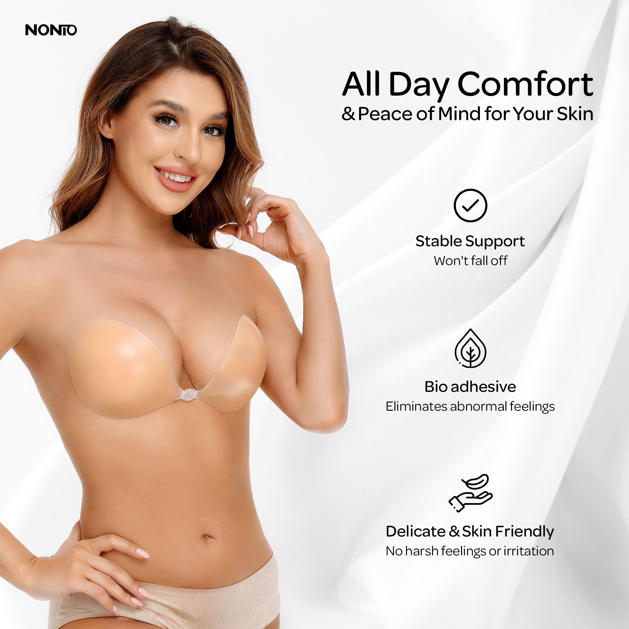 Strapless Bra Backless - Yapışkanlı Sütyen Askısız Yapışkan Görünmez Push