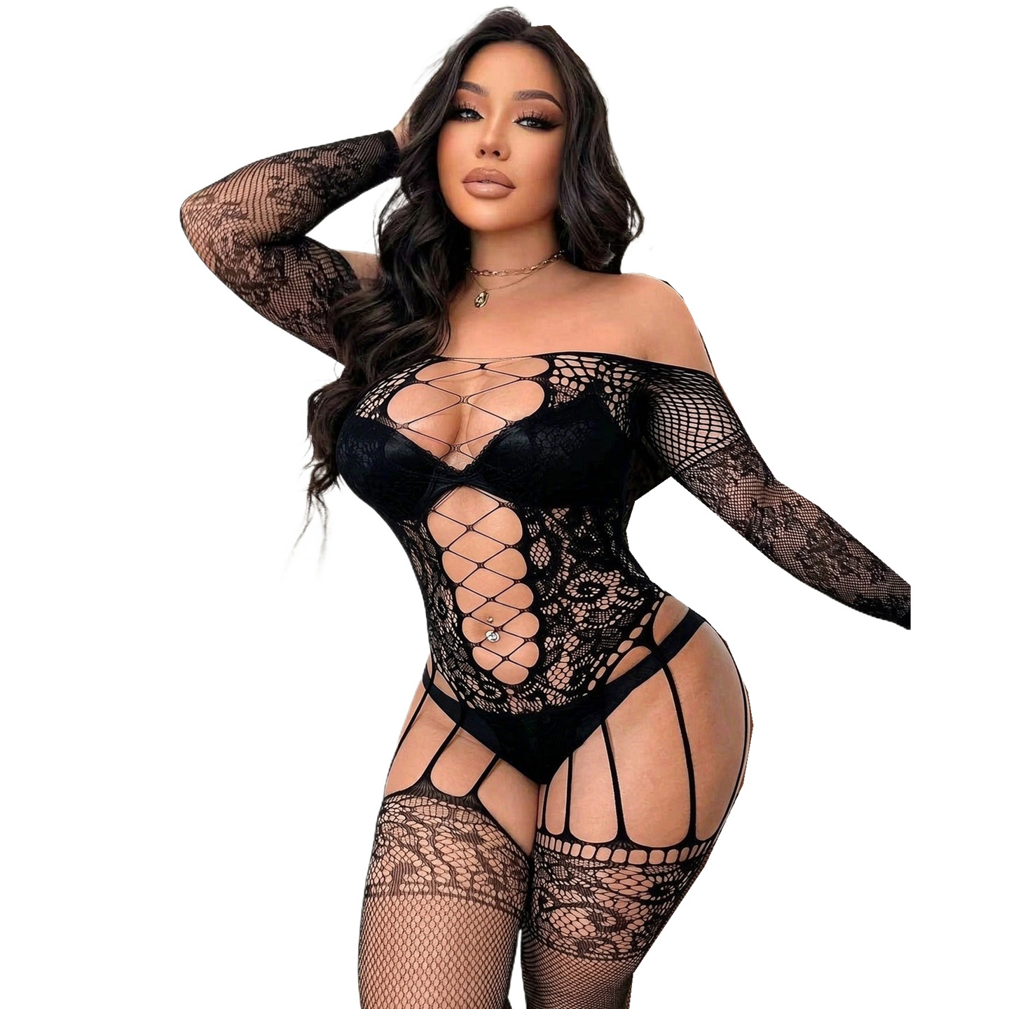 Bodystocking Fishnet - Balık ağı desenli, tüm vücudu kaplayan