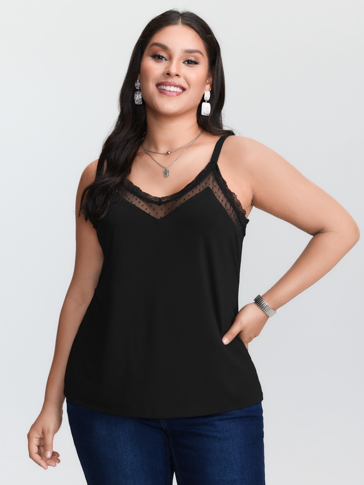 Büyük beden, siyah, örgü görün - Cami Top Lace incelemesi ve fiyatı